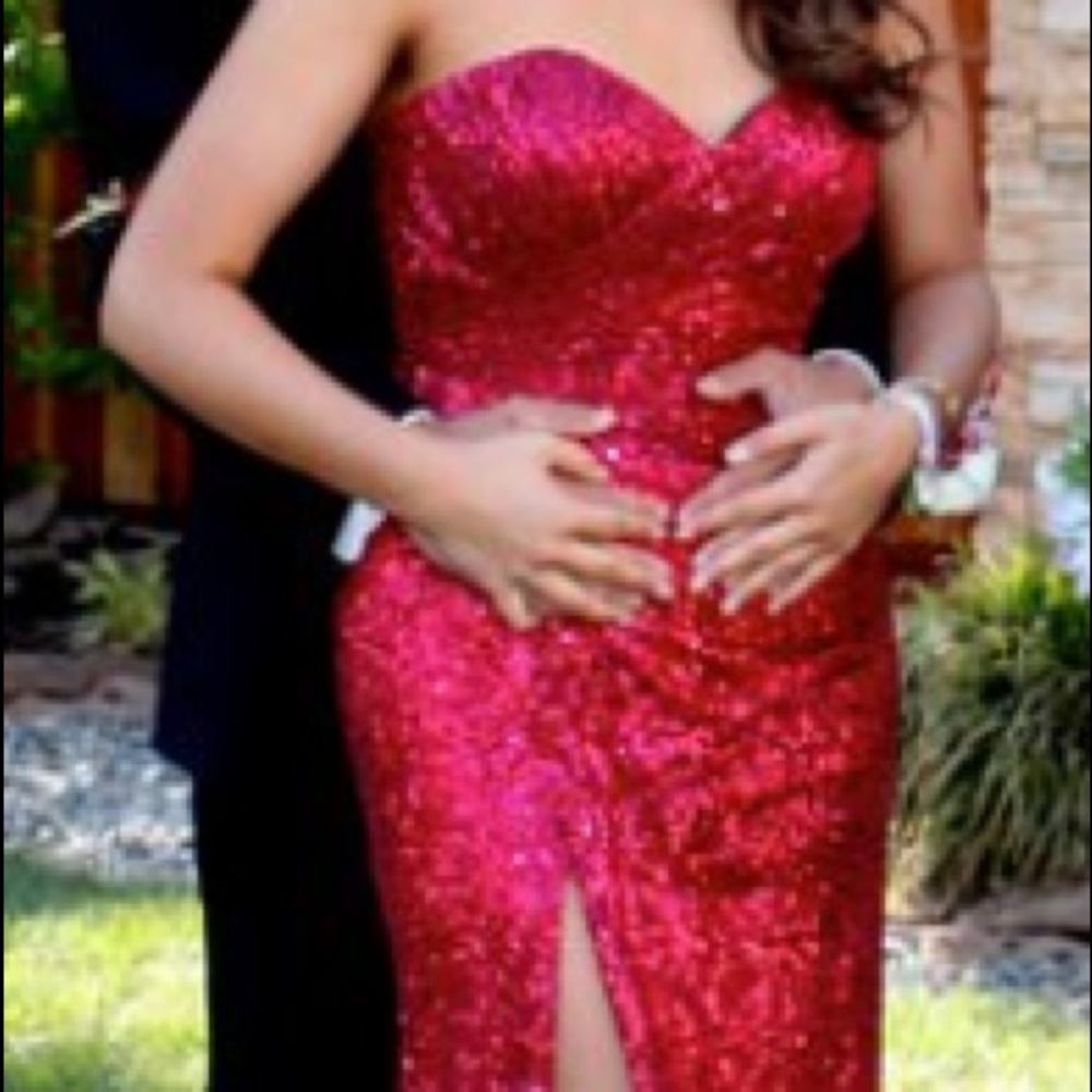 Red sequin Long formal dress